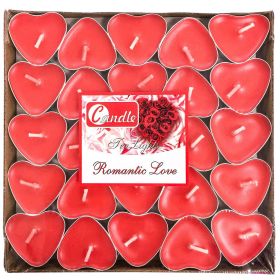 50Packs Heart Shaped Tealight Candles(25 x 2 layers),Romantic Love Unscented Tea Lights Candles,Dripless & Long Lasting Smokeless Mini Tealight Candle