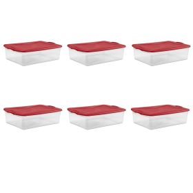 32 Qt. Latch Box Plastic, Infra Red, Set of 6,Red