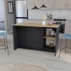 Kitchen Island Padua, Kitchen, Black / Macadamia