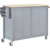 Kitchen Island Cart with Solid Wood Top and Locking Wheels,54.3 Inch Width,4 Door Cabinet and Two Drawers,Spice Rack, Towel Rack (Grey Blue)