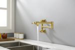 Pot Filler Faucet Wall Mount Pot Filler Faucet, Modern Brass Pot Filler Two-Attachment Wall Mount Folding Kitchen Pot Filler Swing Arm