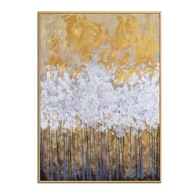 Knife drawn textured art on canvas handmade gold and silver landscape wall art picture poster for living room Entrance no framed (size: 70x140cm)