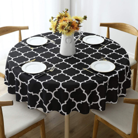 Tablecloth For Round Tables Waterproof Stain Resistant Washable Dining Table Protector (Color: Black, size: 100*100cm)