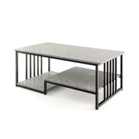 Living Room Coffee Table with Open Storage Shelf (Type: Coffee Tables, Color: Gray)