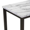 Faux Marble 5-Piece Dining Set Table with 4 Thicken Cushion Dining Chairs Home Furniture, White/Beige+Black